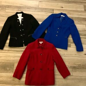 Tahari And Dressbarn Lot of 3 Suit Blazers Jackets Work Business Red Blue Black